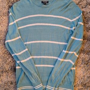 Woolrich Blue and White Striped Crewneck Sweater